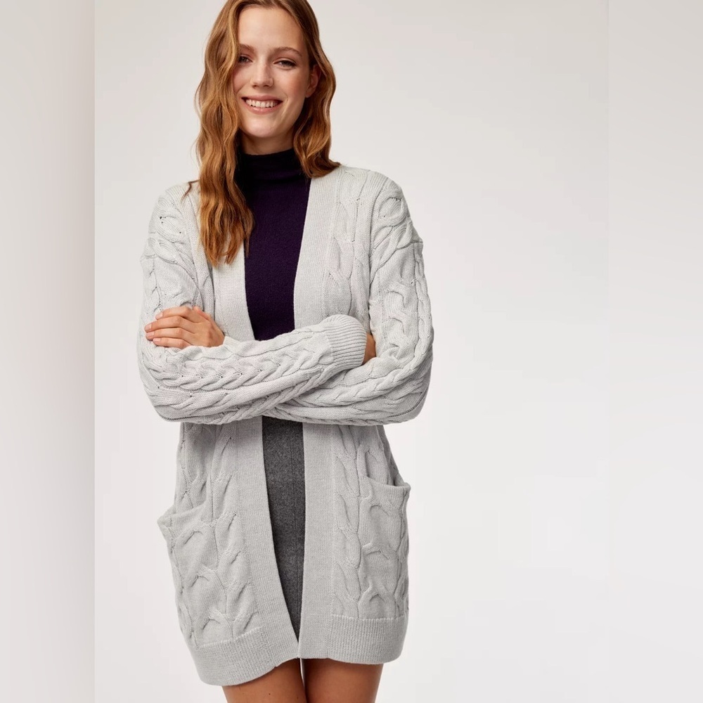 Aritzia Wilfred Forest Green Merino Wool Charlisa Cardigan, Small - Picture 2 of 12
